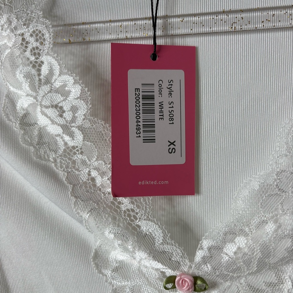 Edikted White Lace Trim Long-sleeve Top - Madeline Lace Trim Rib Long Sleeve - Picture 6 of 6